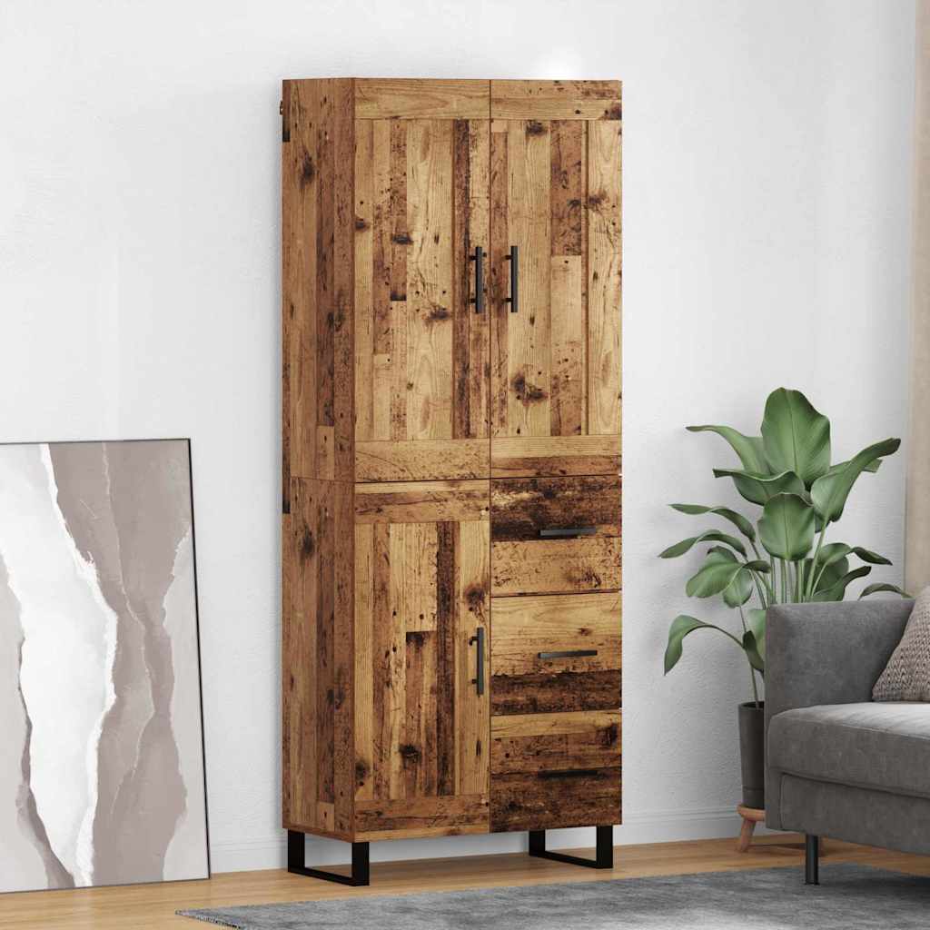 Highboard 2 stk. Gammelt træ 69,5 x 34 x 180 cm