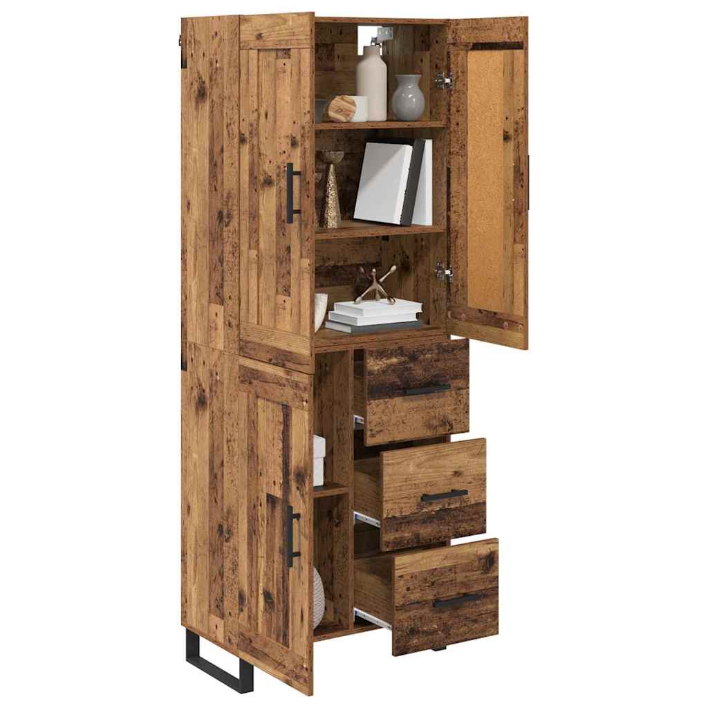 Highboard 2 stk. Gammelt træ 69,5 x 34 x 180 cm