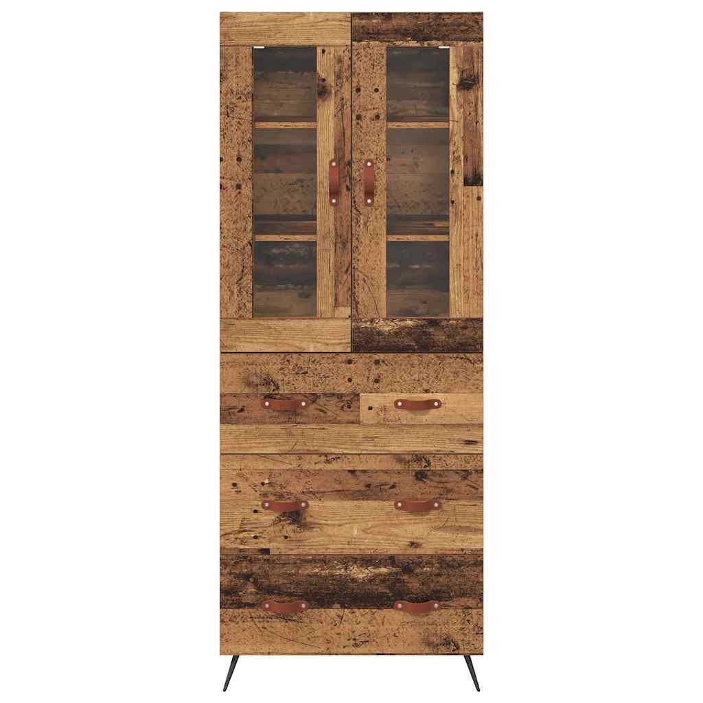 Højskab med hylde 2 stk. Gammelt træ 69,5 x 34 x 180 cm