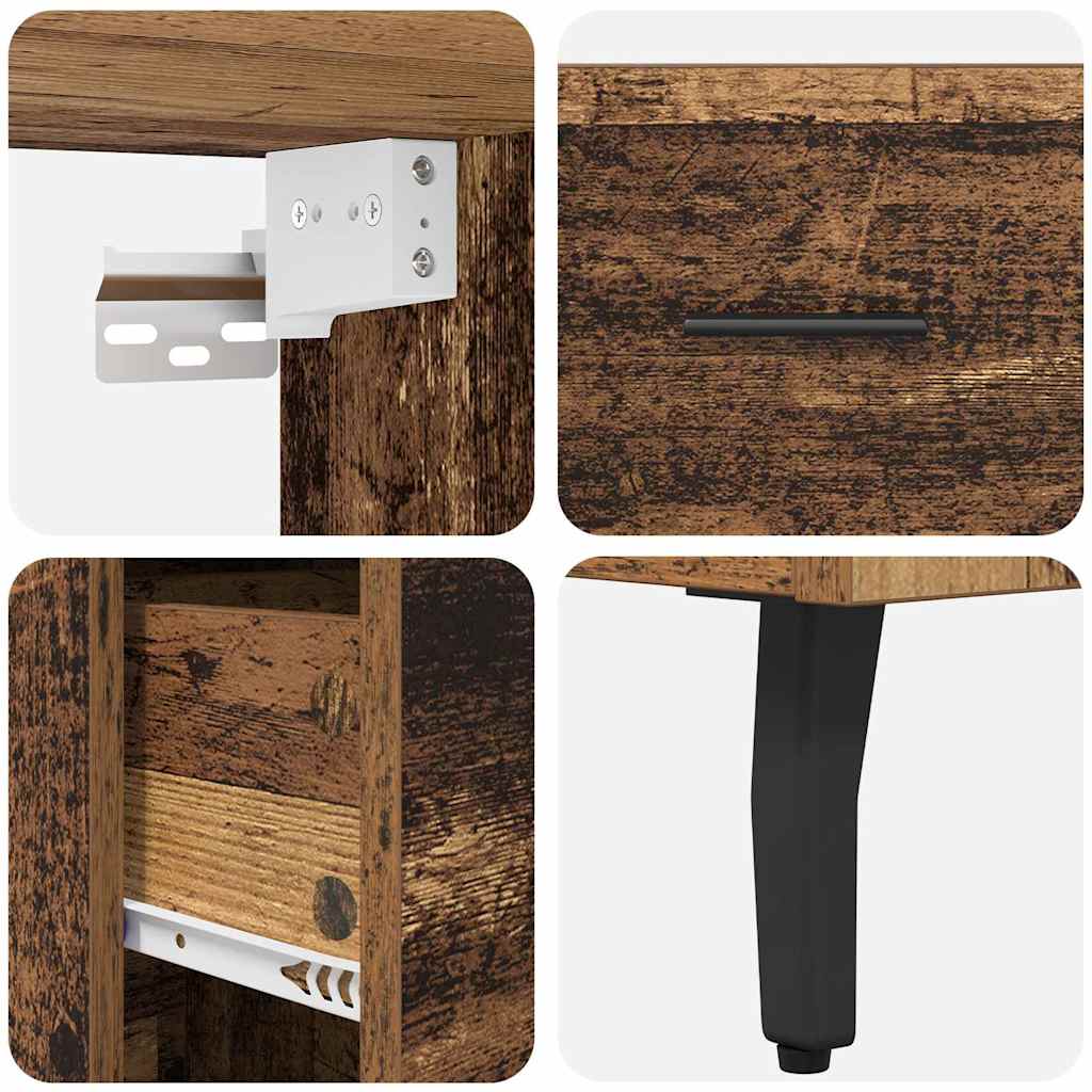 Highboard 2 stk. Gammelt træ 69,5 x 32,5 x 180 cm