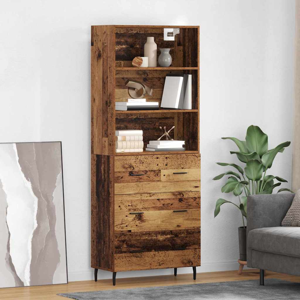 Highboard 2 stk. Gammelt træ 69,5 x 32,5 x 180 cm