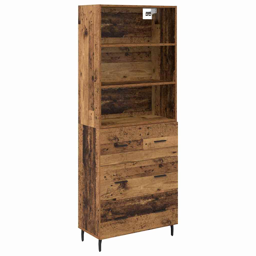 Highboard 2 stk. Gammelt træ 69,5 x 32,5 x 180 cm