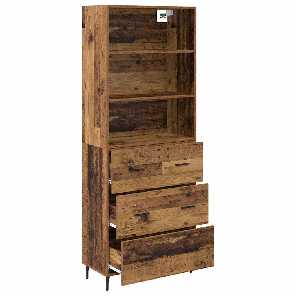 Highboard 2 stk. Gammelt træ 69,5 x 32,5 x 180 cm