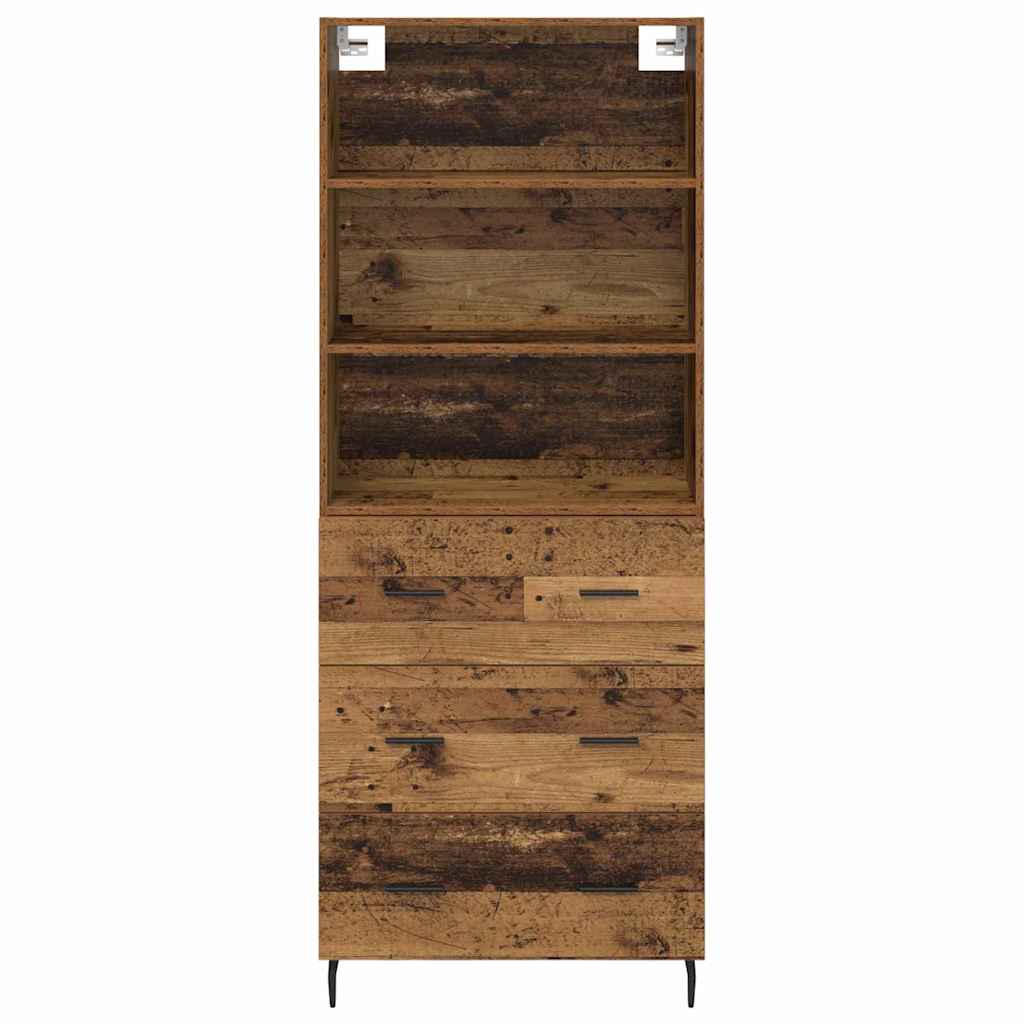 Highboard 2 stk. Gammelt træ 69,5 x 32,5 x 180 cm