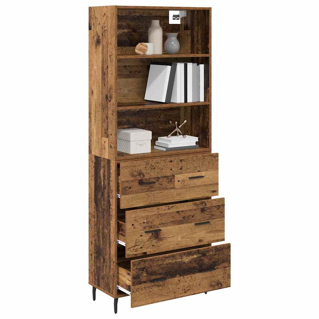Highboard 2 stk. Gammelt træ 69,5 x 32,5 x 180 cm