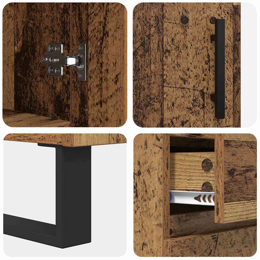 Highboard 2 stk. Gammelt træ 69,5 x 34 x 180 cm