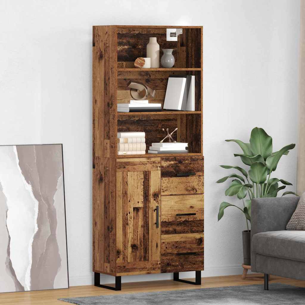 Highboard 2 stk. Gammelt træ 69,5 x 34 x 180 cm