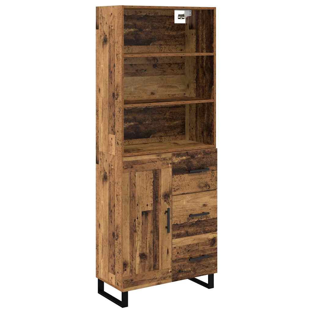 Highboard 2 stk. Gammelt træ 69,5 x 34 x 180 cm