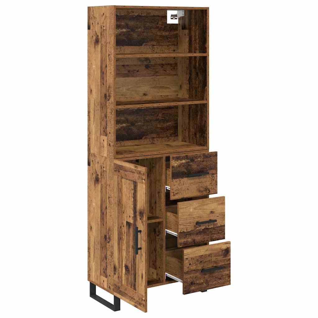 Highboard 2 stk. Gammelt træ 69,5 x 34 x 180 cm