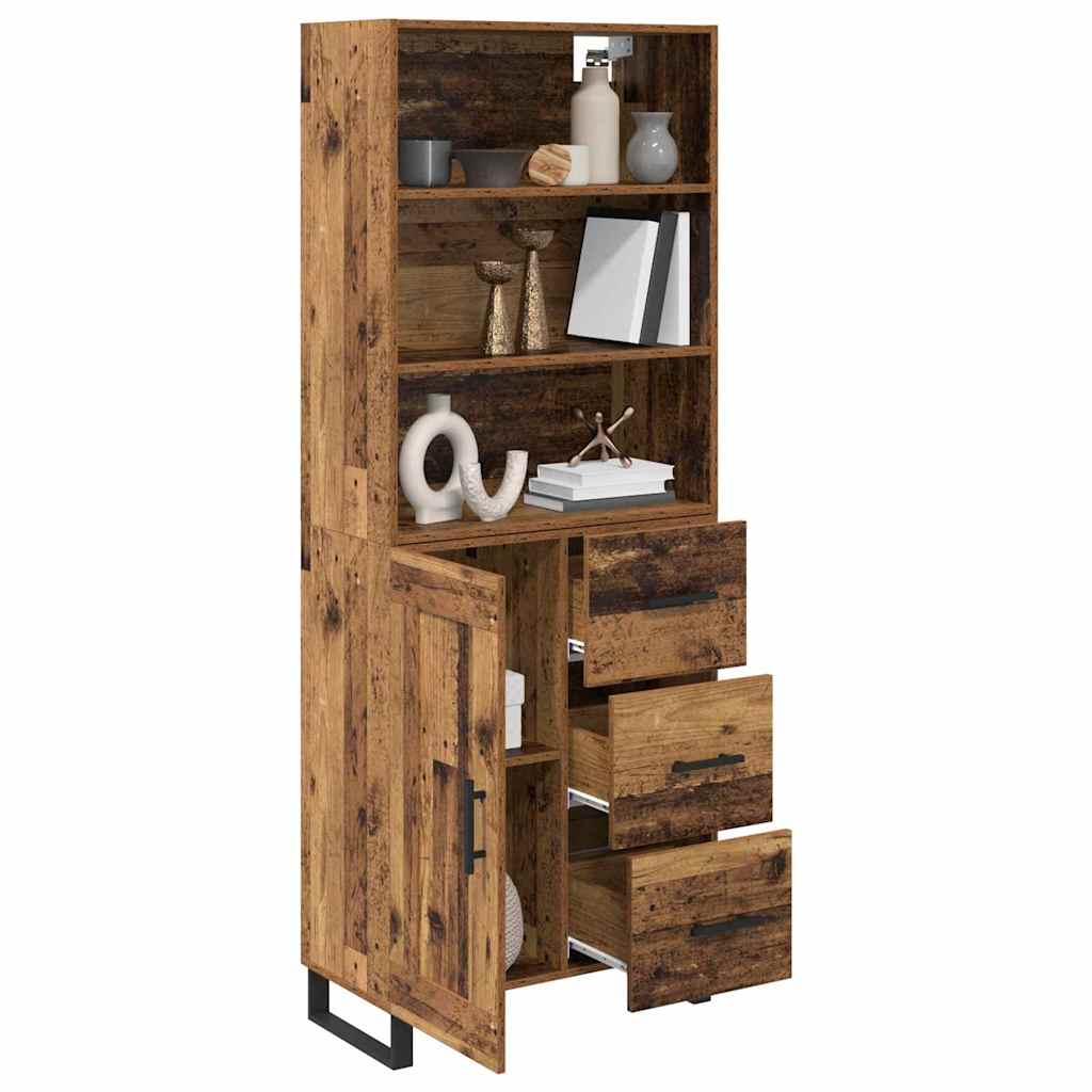 Highboard 2 stk. Gammelt træ 69,5 x 34 x 180 cm