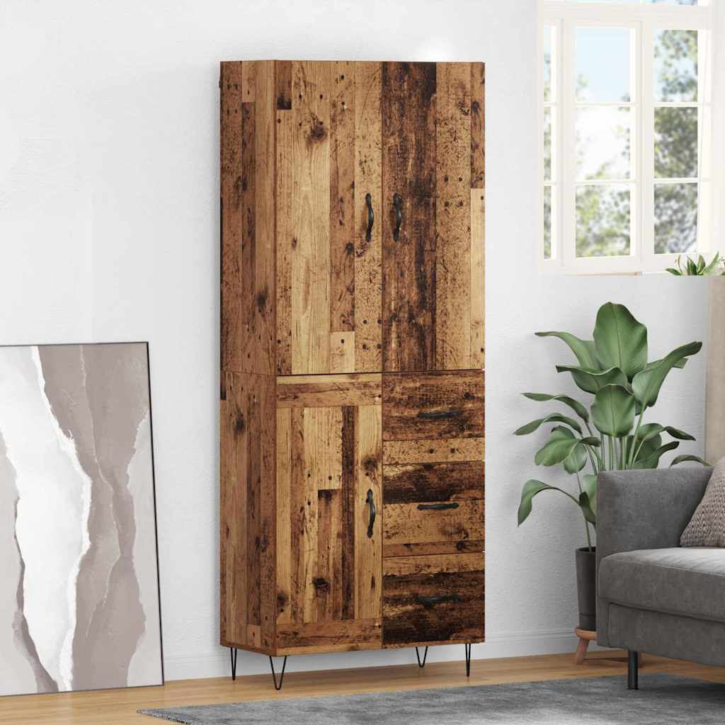 Highboard 2 stk. Gammelt træ 69,5 x 34 x 180 cm Konstrueret træ