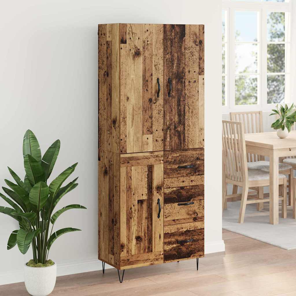 Highboard 2 stk. Gammelt træ 69,5 x 34 x 180 cm Konstrueret træ