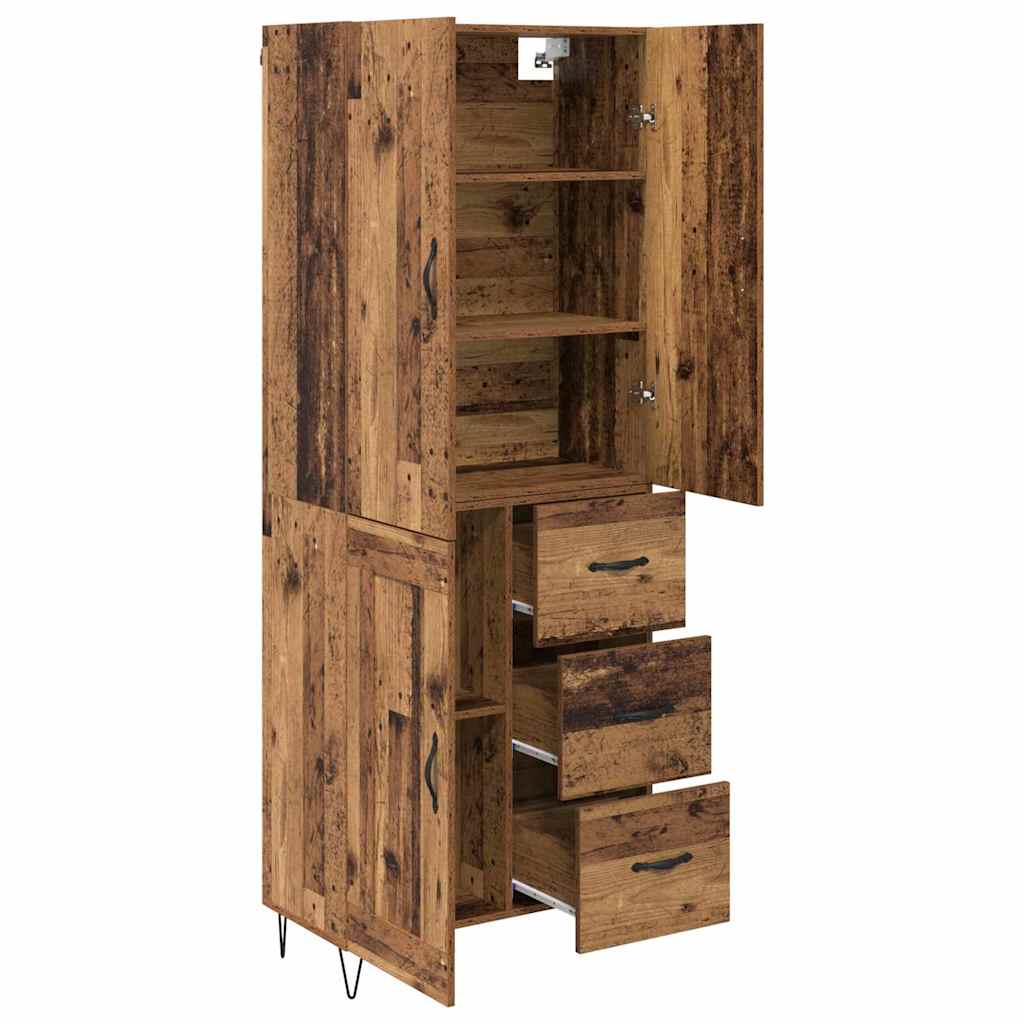 Highboard 2 stk. Gammelt træ 69,5 x 34 x 180 cm Konstrueret træ