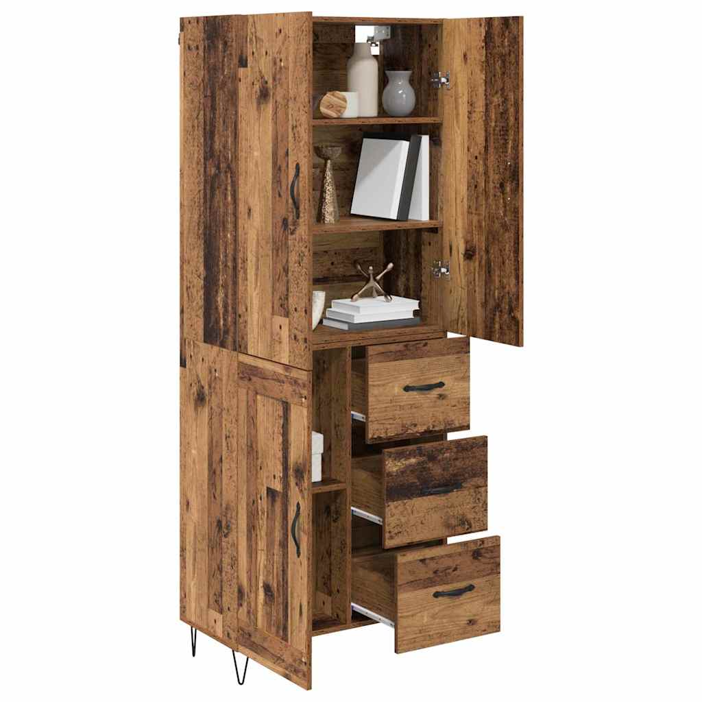 Highboard 2 stk. Gammelt træ 69,5 x 34 x 180 cm Konstrueret træ