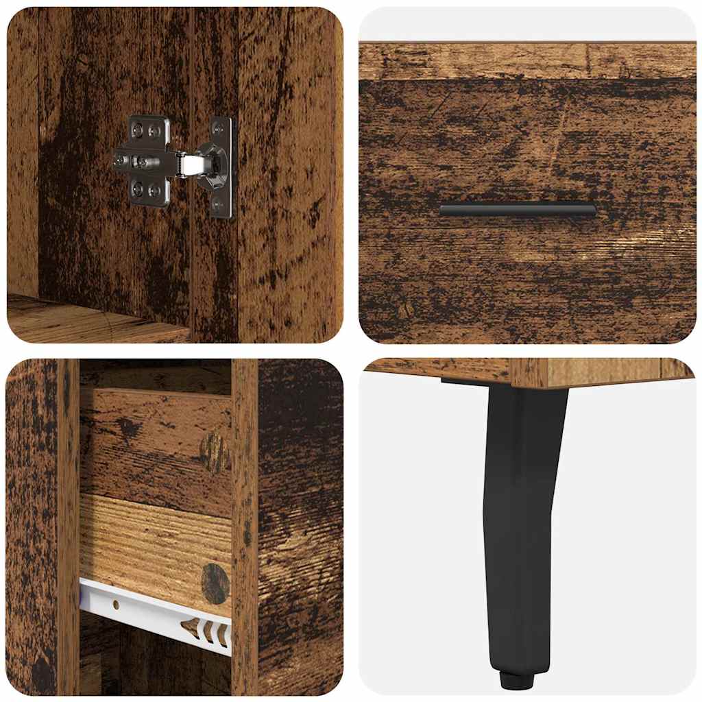 Highboard 2 stk. Gammelt træ 69,5 x 34 x 180 cm Konstrueret træ