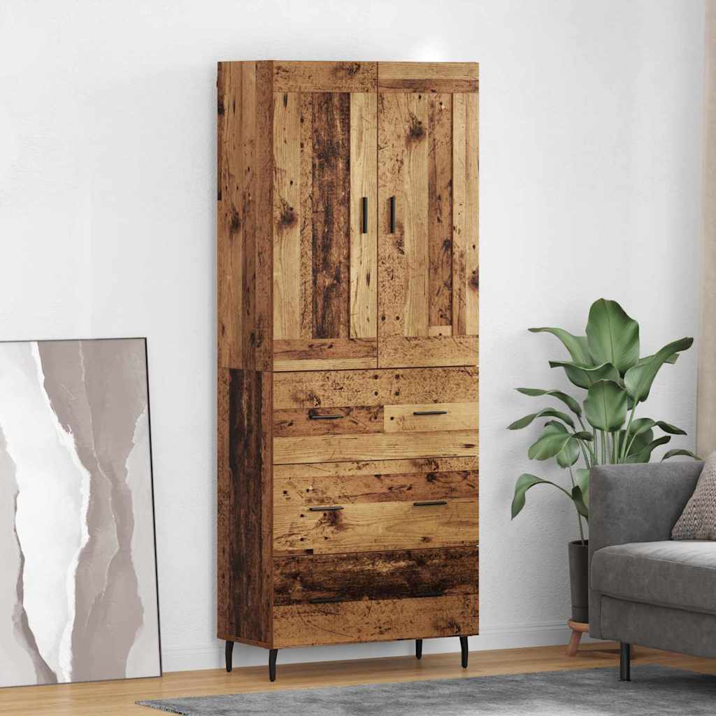 Highboard 2 stk. Gammelt træ 69,5 x 34 x 180 cm Konstrueret træ