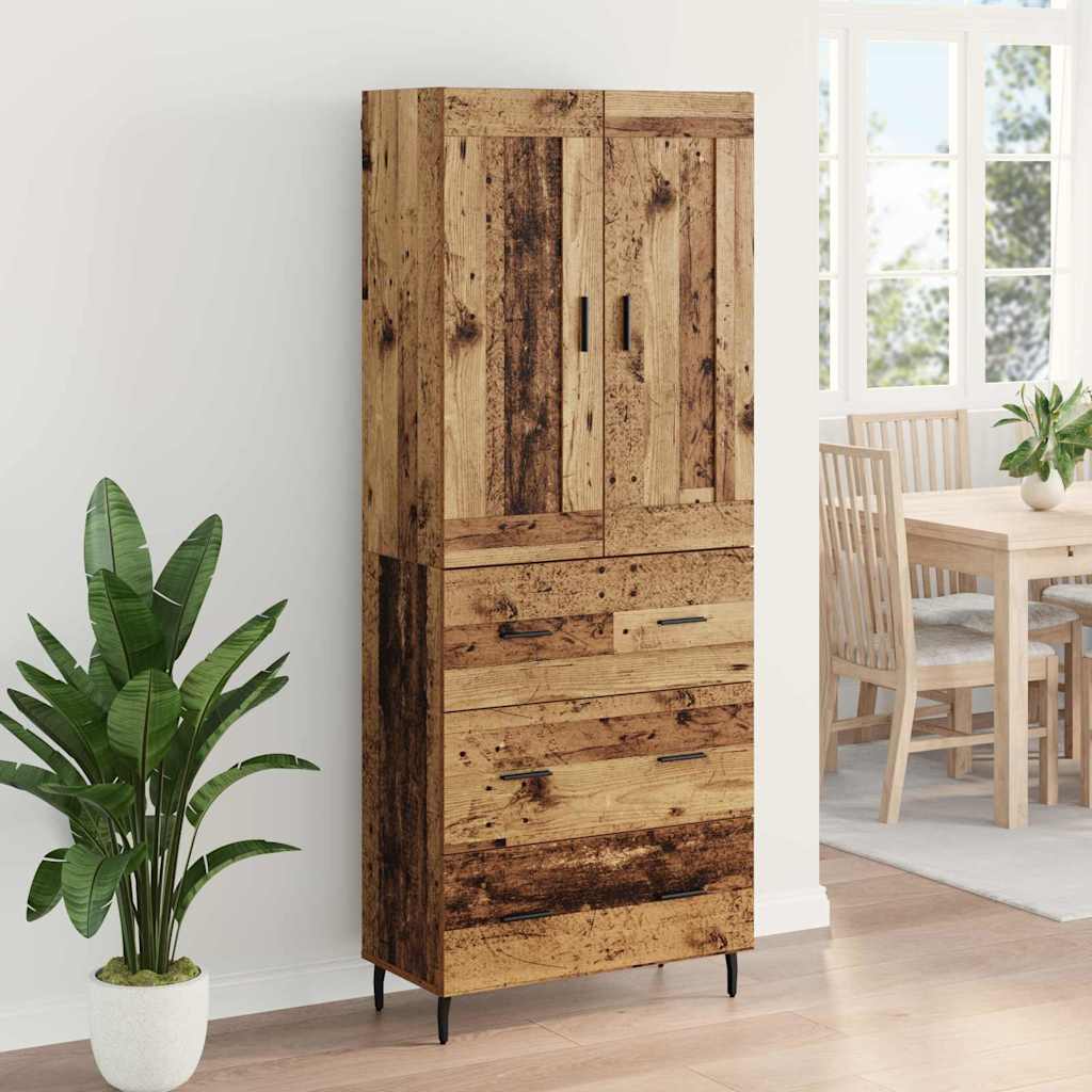 Highboard 2 stk. Gammelt træ 69,5 x 34 x 180 cm Konstrueret træ