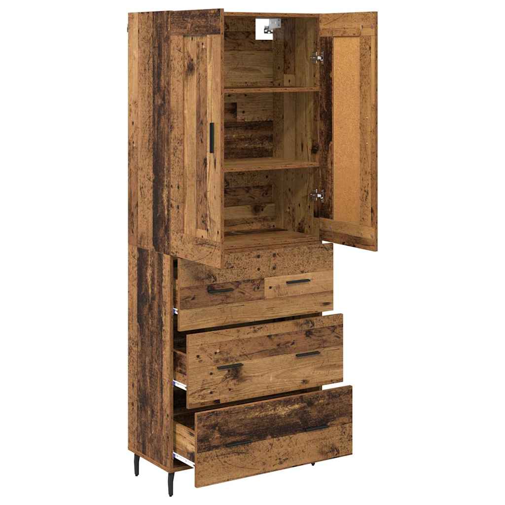 Highboard 2 stk. Gammelt træ 69,5 x 34 x 180 cm Konstrueret træ