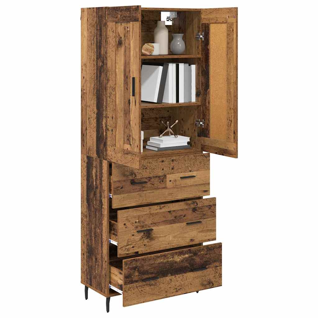 Highboard 2 stk. Gammelt træ 69,5 x 34 x 180 cm Konstrueret træ