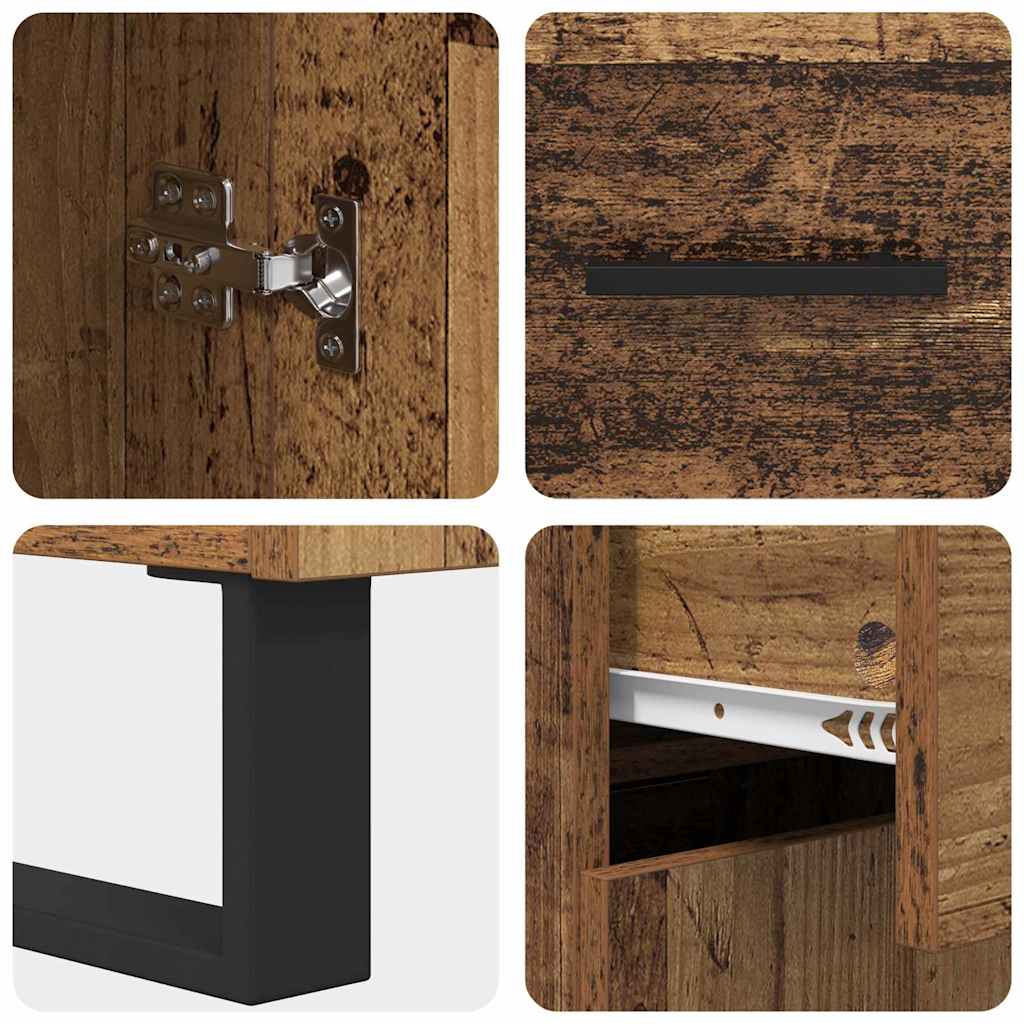 Highboard 2 stk. Gammelt træ 69,5 x 34 x 180 cm