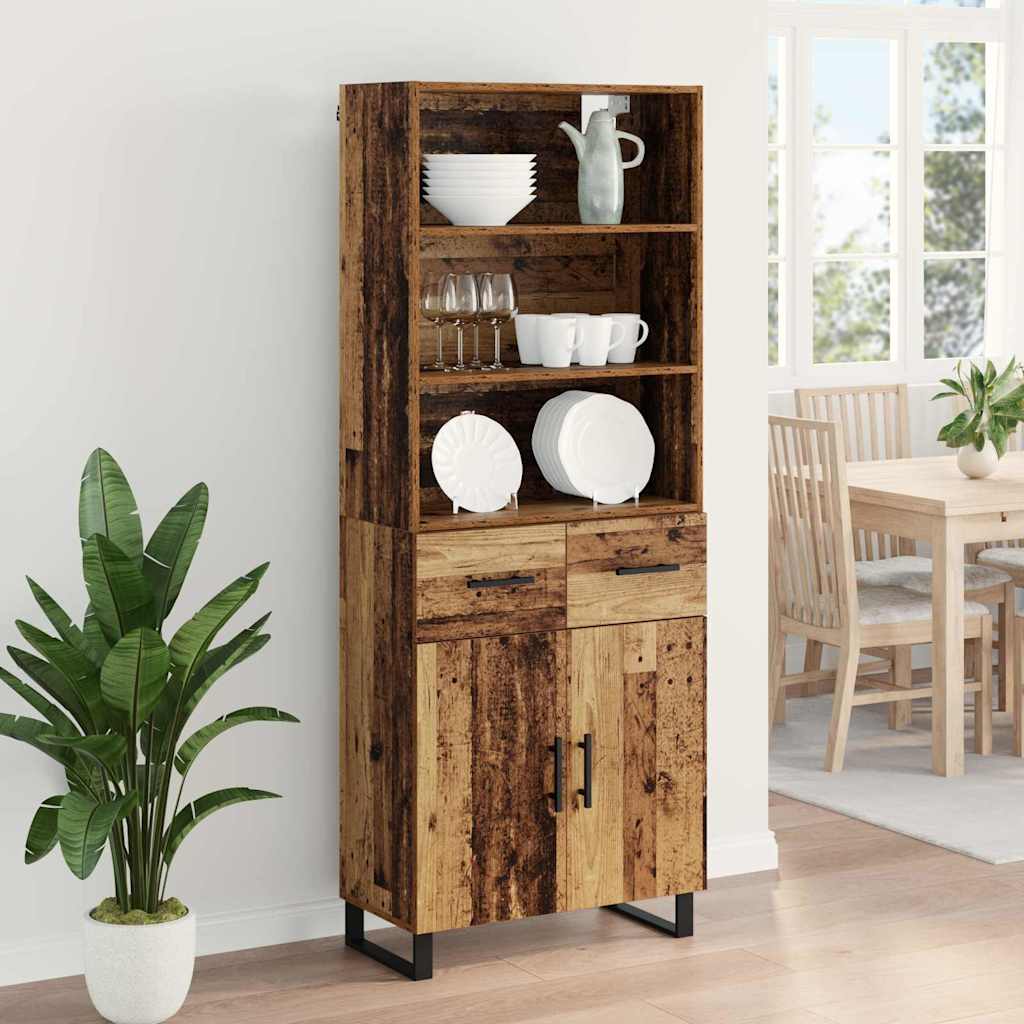 Highboard 2 stk. Gammelt træ 69,5 x 34 x 180 cm