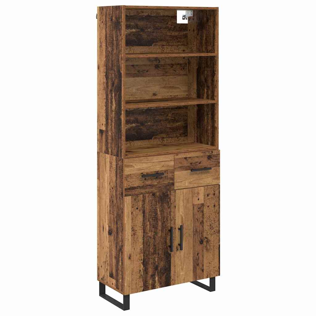 Highboard 2 stk. Gammelt træ 69,5 x 34 x 180 cm