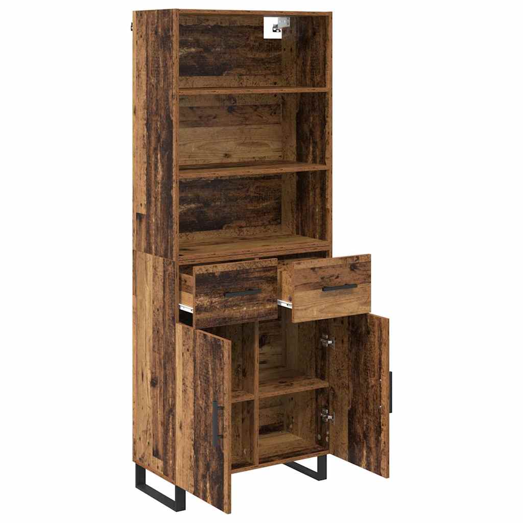Highboard 2 stk. Gammelt træ 69,5 x 34 x 180 cm