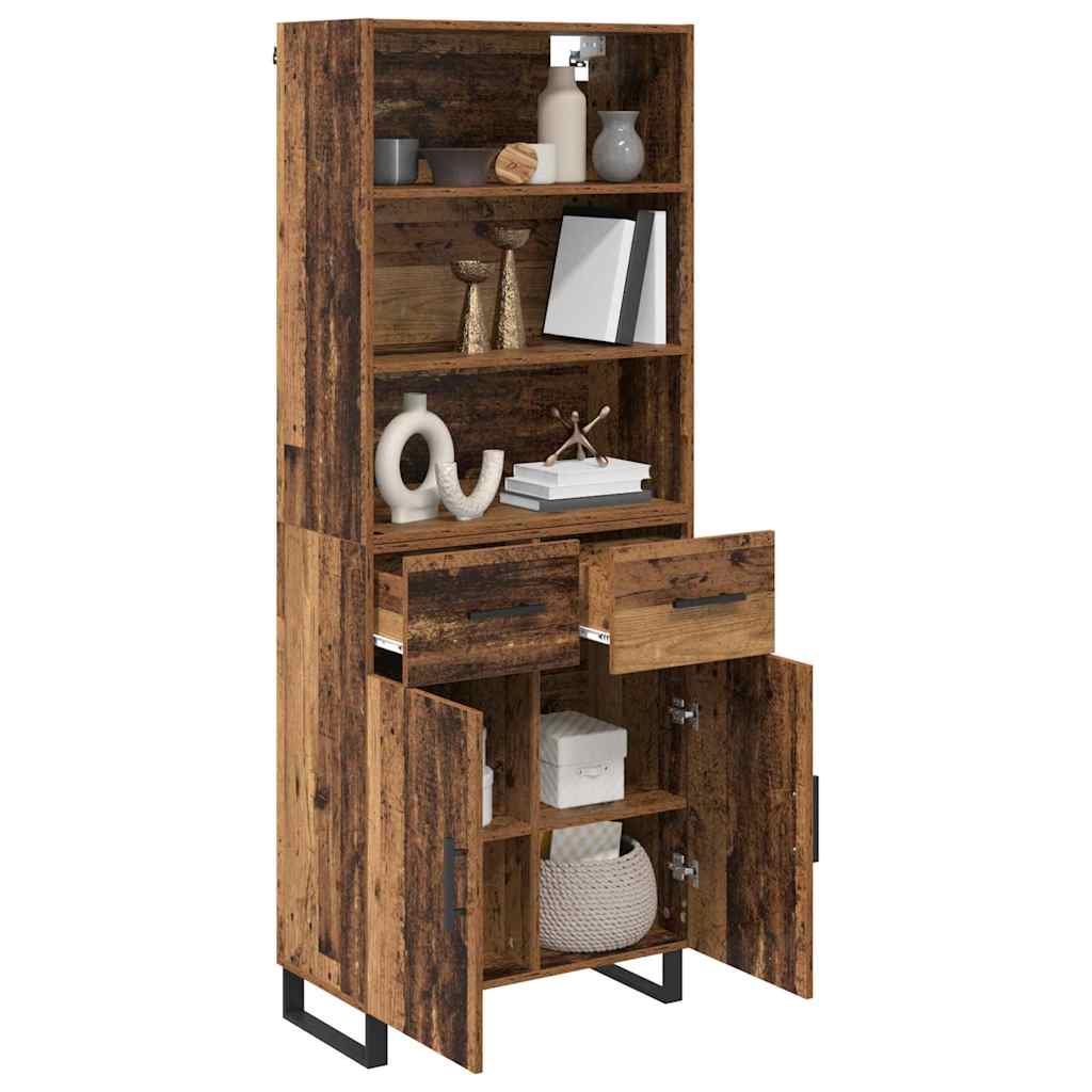 Highboard 2 stk. Gammelt træ 69,5 x 34 x 180 cm