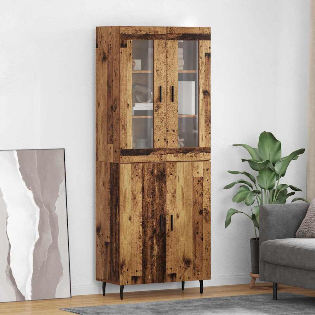 Highboard 2 stk. Gammelt træ 69,5 x 34 x 180 cm Konstrueret træ