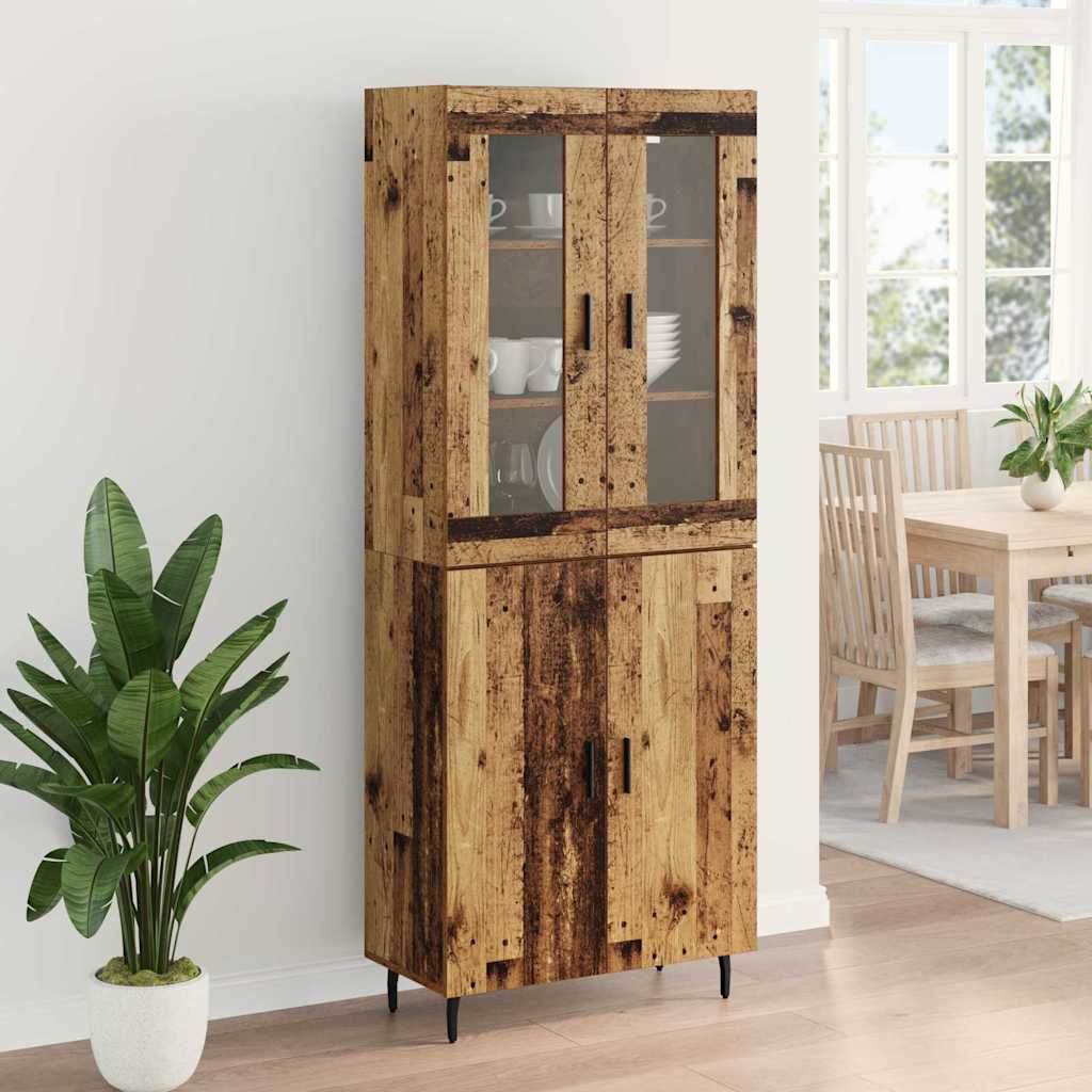 Highboard 2 stk. Gammelt træ 69,5 x 34 x 180 cm Konstrueret træ