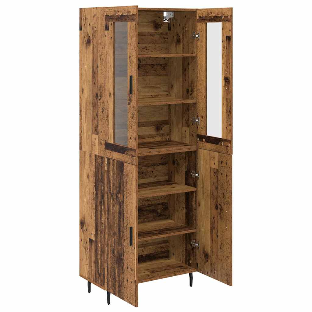 Highboard 2 stk. Gammelt træ 69,5 x 34 x 180 cm Konstrueret træ