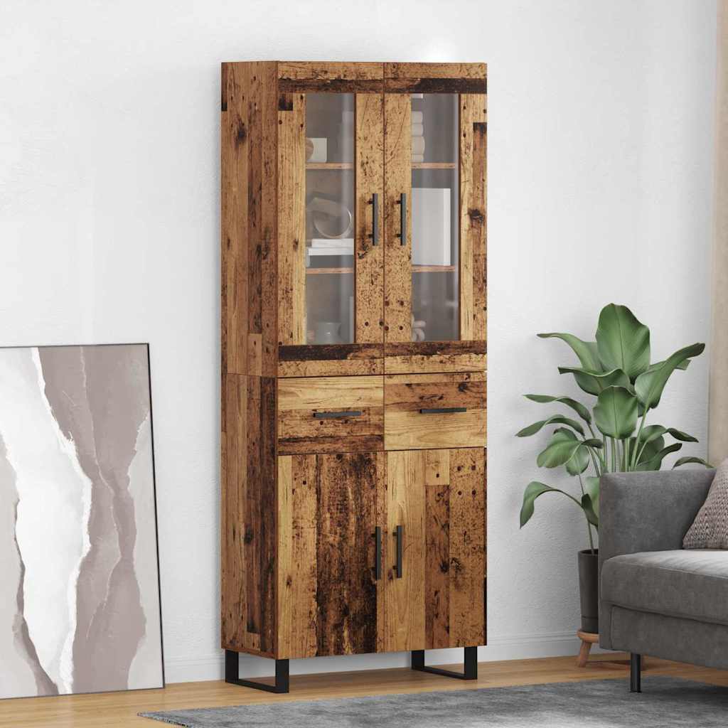 Highboard 2 stk. Gammelt træ 69,5 x 34 x 180 cm Konstrueret træ