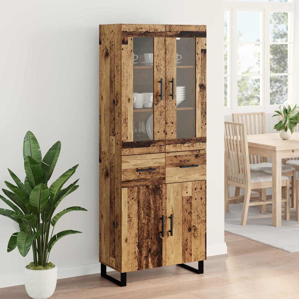 Highboard 2 stk. Gammelt træ 69,5 x 34 x 180 cm Konstrueret træ
