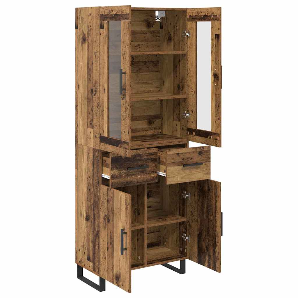 Highboard 2 stk. Gammelt træ 69,5 x 34 x 180 cm Konstrueret træ