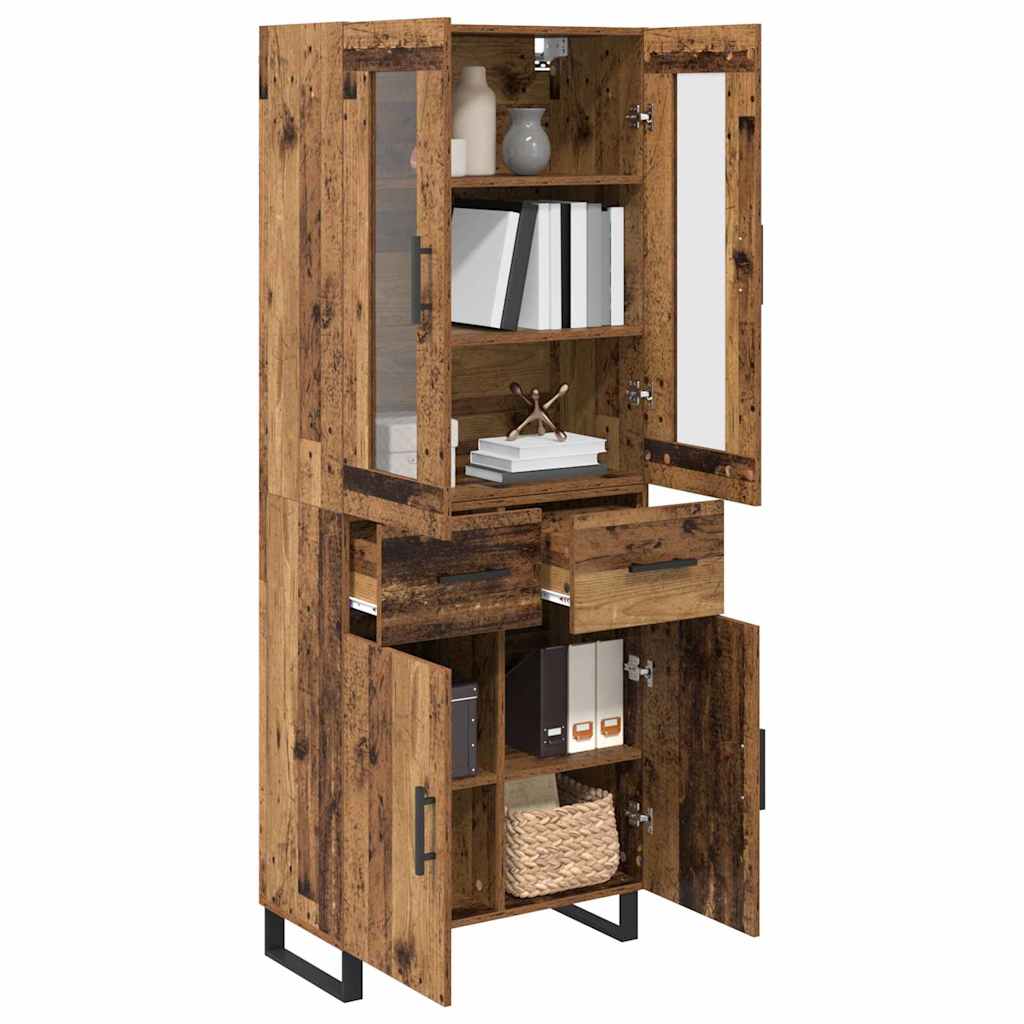 Highboard 2 stk. Gammelt træ 69,5 x 34 x 180 cm Konstrueret træ