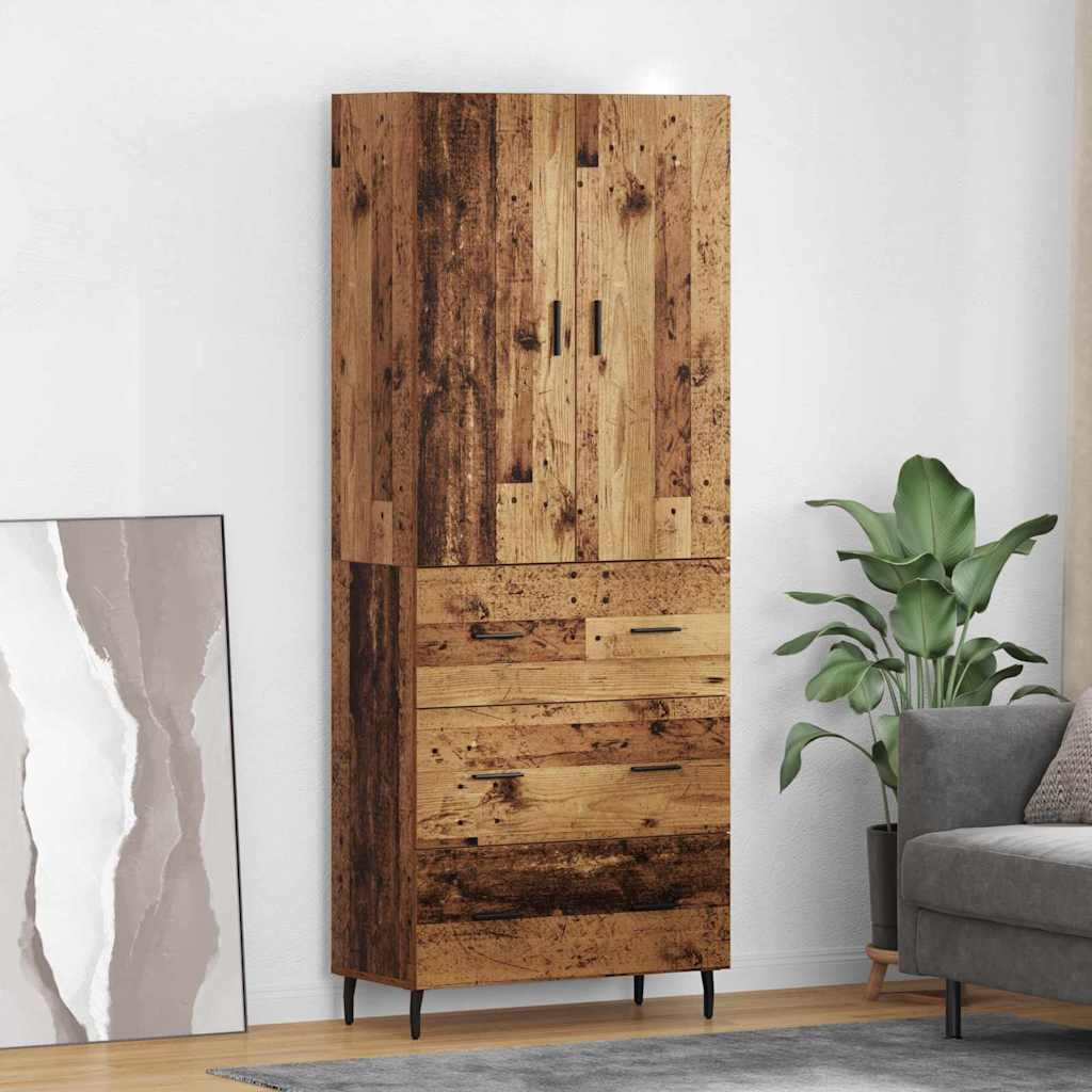 Highboard 2 stk. Gammelt træ 69,5 x 34 x 180 cm Konstrueret træ