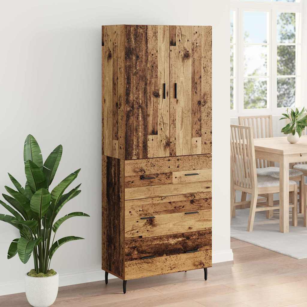 Highboard 2 stk. Gammelt træ 69,5 x 34 x 180 cm Konstrueret træ