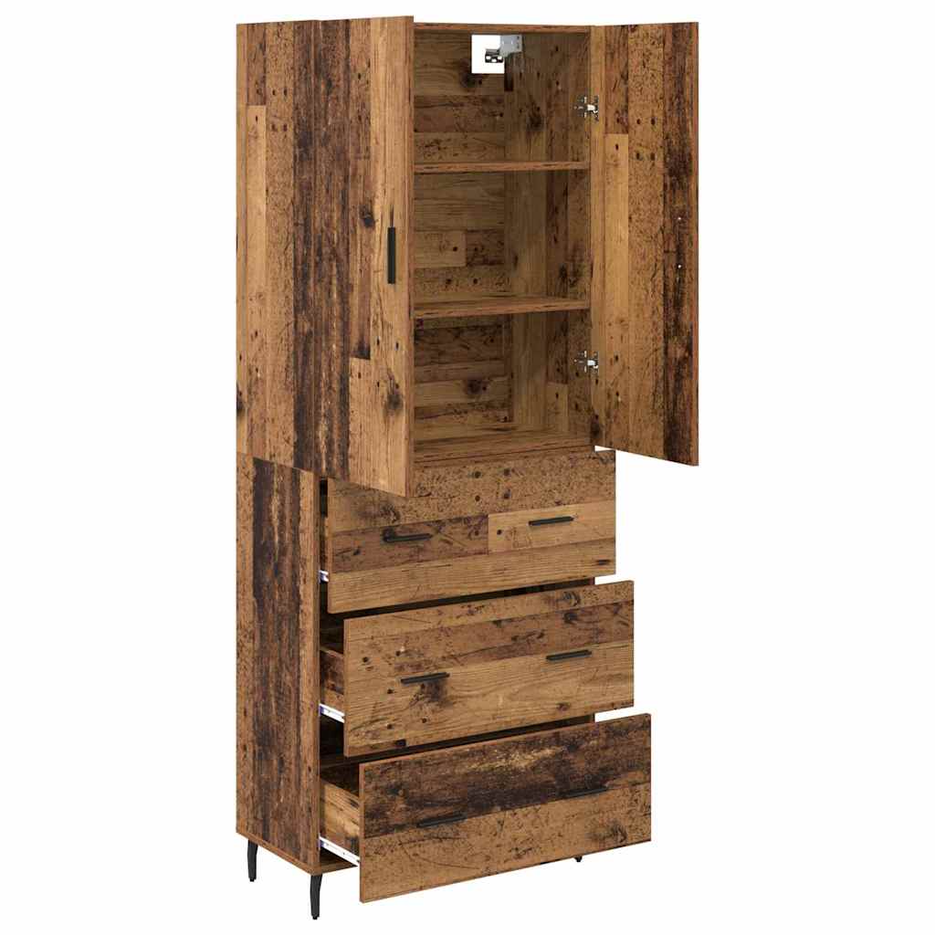 Highboard 2 stk. Gammelt træ 69,5 x 34 x 180 cm Konstrueret træ