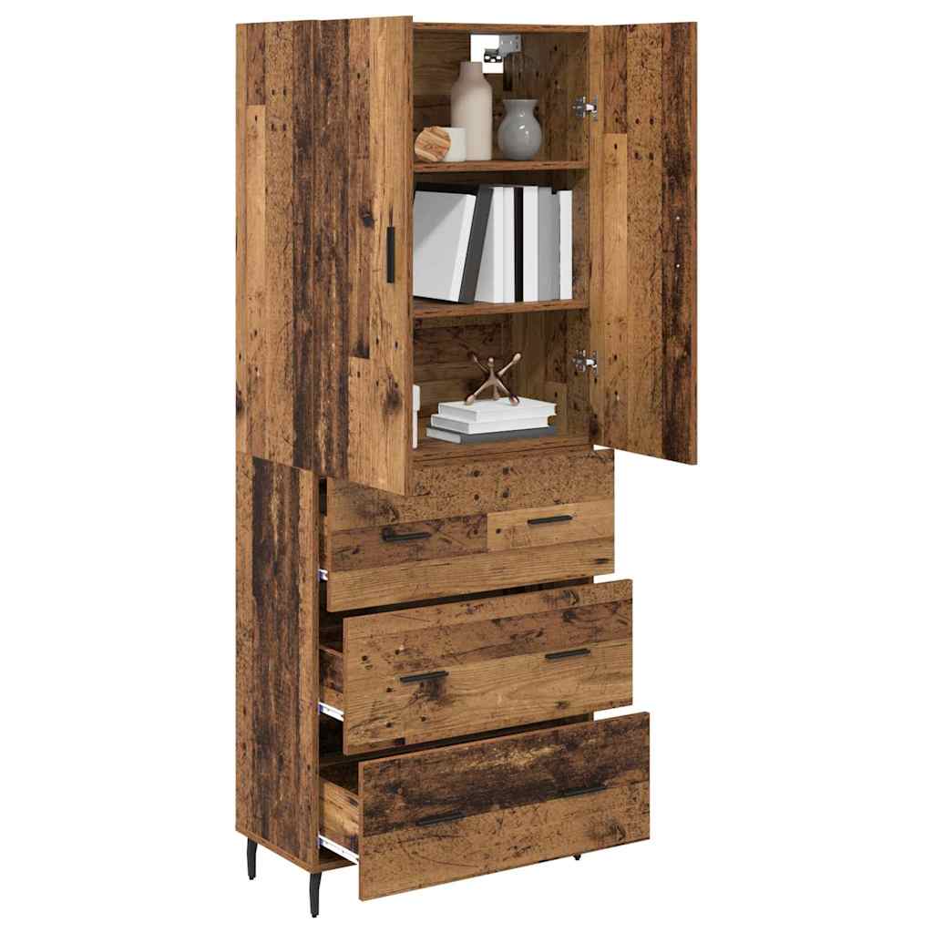 Highboard 2 stk. Gammelt træ 69,5 x 34 x 180 cm Konstrueret træ