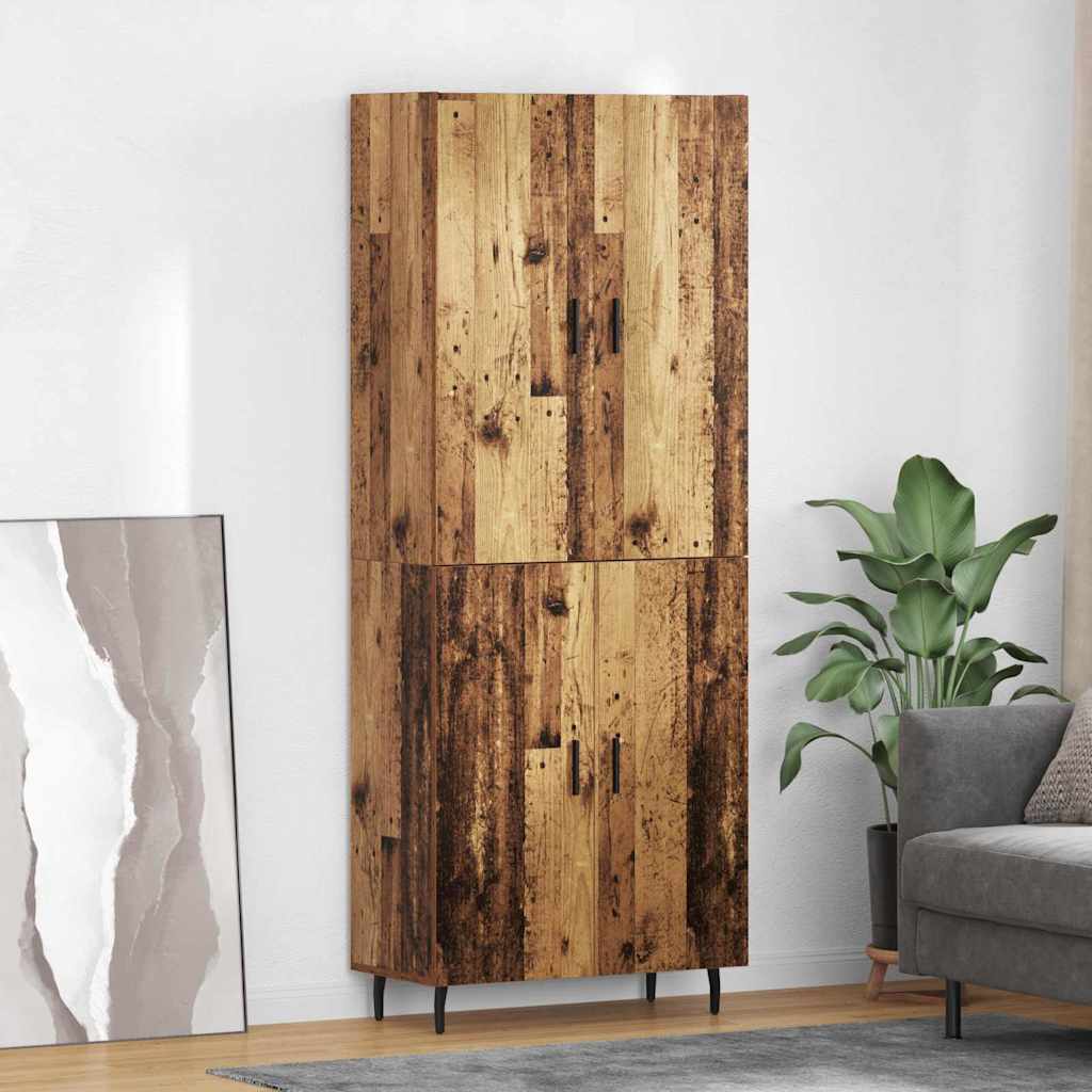 Highboard 2 stk. Gammelt træ 69,5 x 34 x 180 cm Konstrueret træ