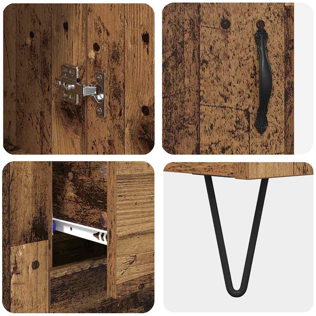 Highboard 2 stk. Gammelt træ 69,5 x 34 x 180 cm
