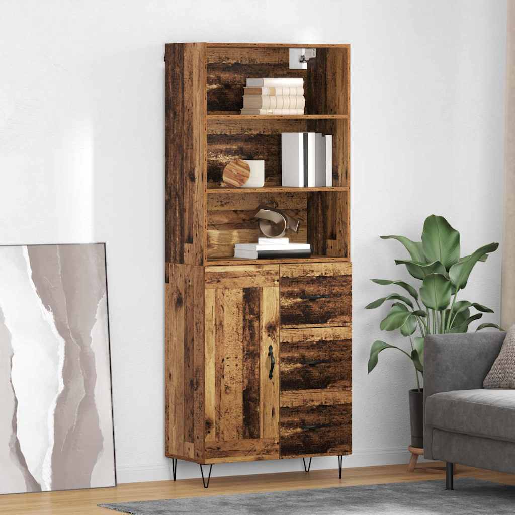 Highboard 2 stk. Gammelt træ 69,5 x 34 x 180 cm