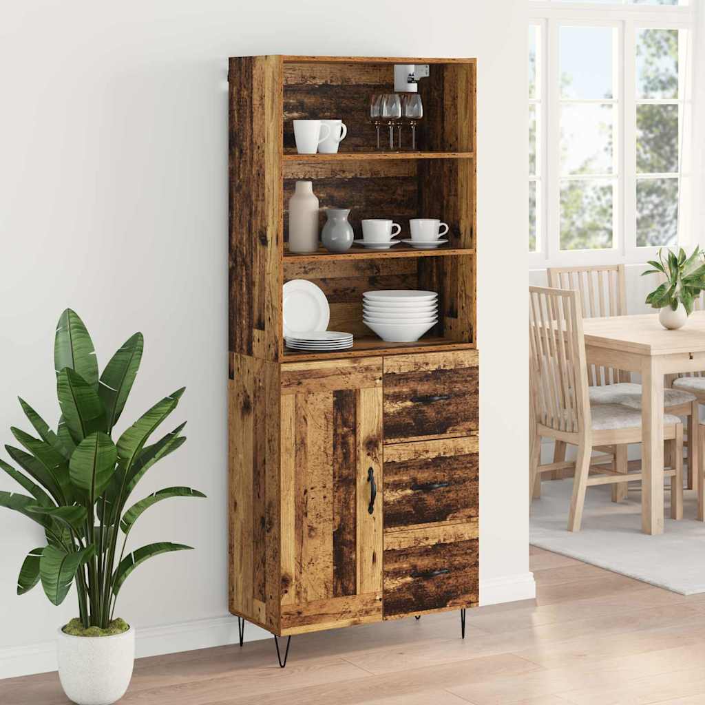 Highboard 2 stk. Gammelt træ 69,5 x 34 x 180 cm