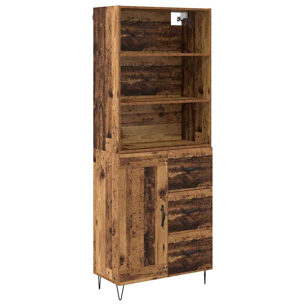 Highboard 2 stk. Gammelt træ 69,5 x 34 x 180 cm