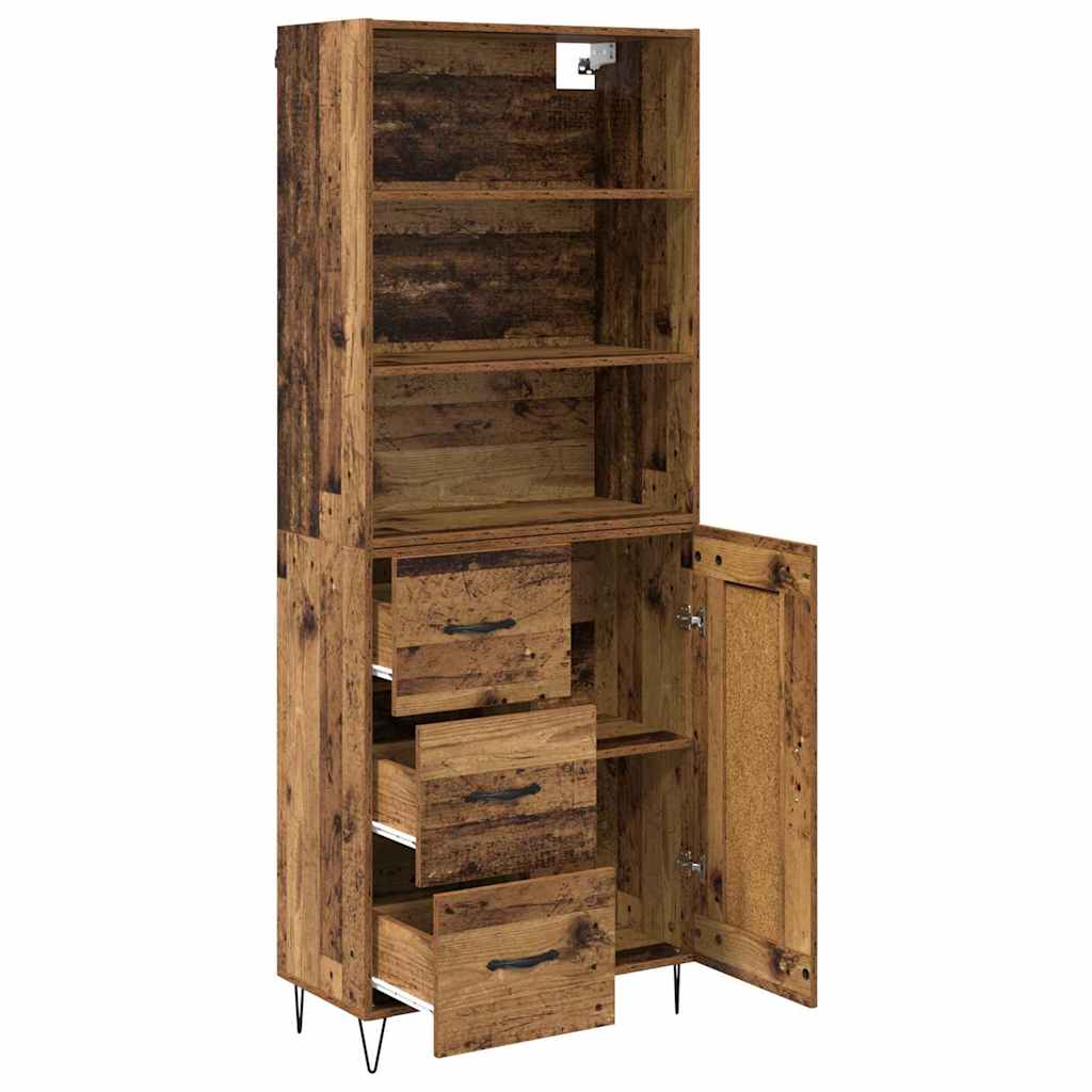 Highboard 2 stk. Gammelt træ 69,5 x 34 x 180 cm