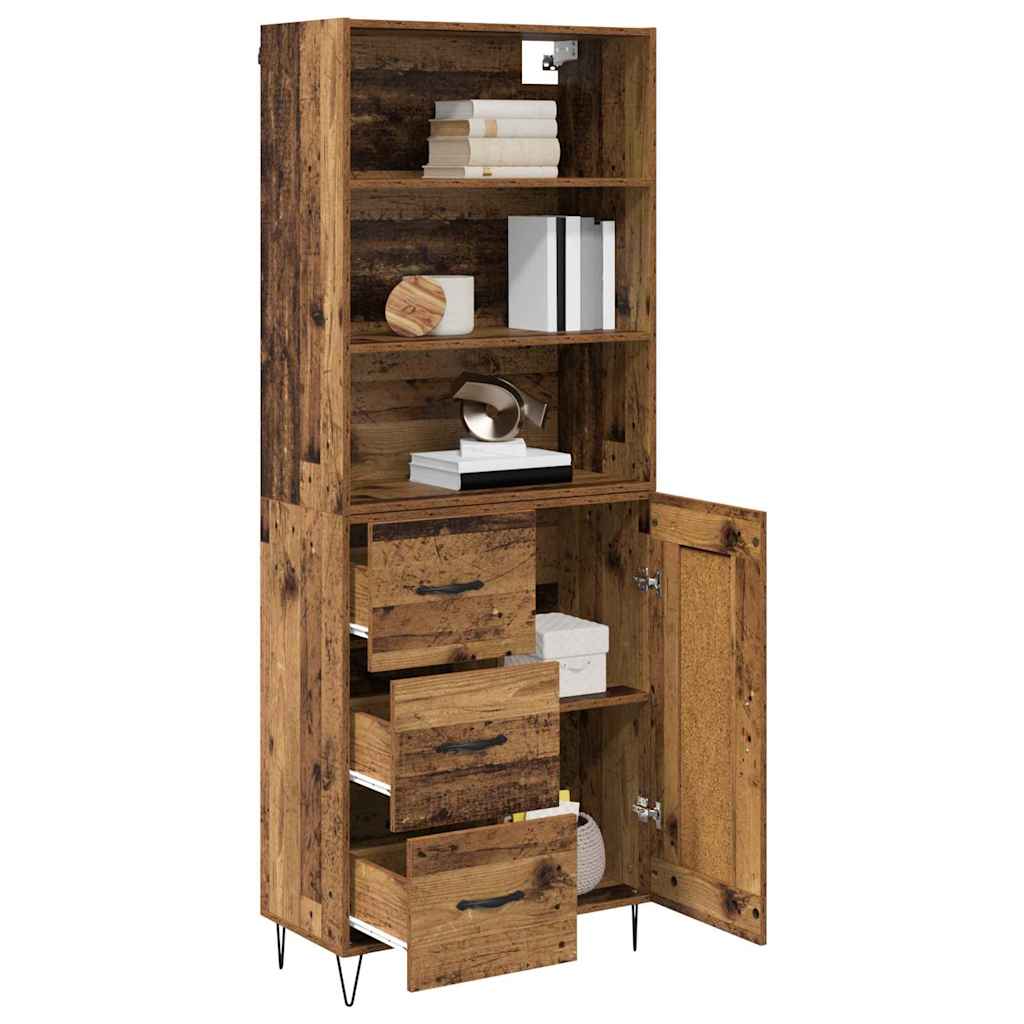 Highboard 2 stk. Gammelt træ 69,5 x 34 x 180 cm