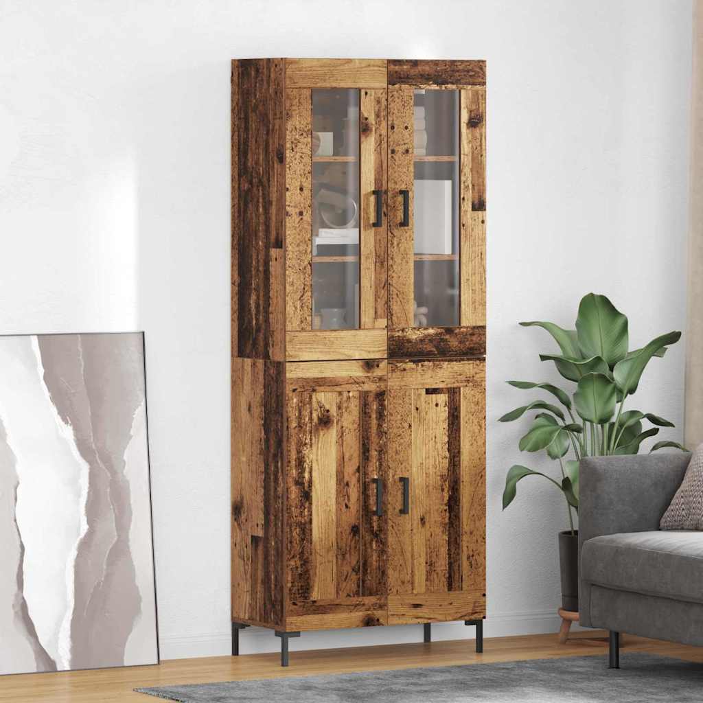 Highboard 2 stk. Gammelt træ 69,5 x 34 x 180 cm Konstrueret træ