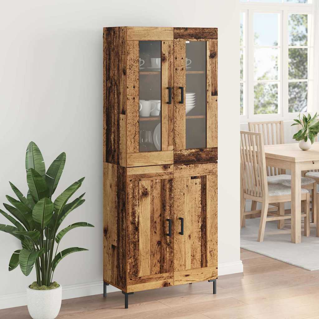 Highboard 2 stk. Gammelt træ 69,5 x 34 x 180 cm Konstrueret træ