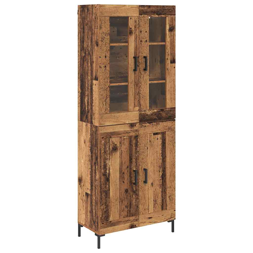 Highboard 2 stk. Gammelt træ 69,5 x 34 x 180 cm Konstrueret træ