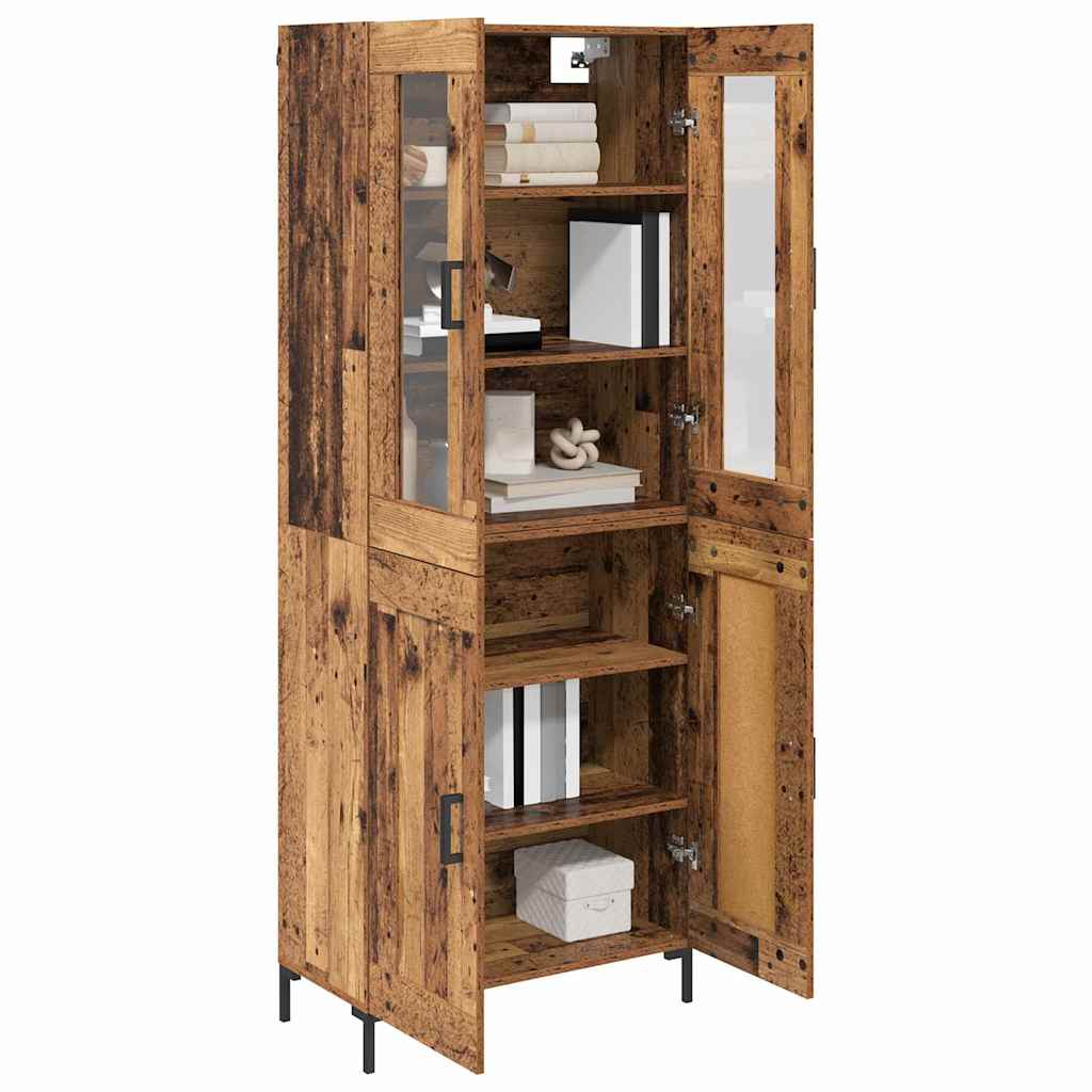 Highboard 2 stk. Gammelt træ 69,5 x 34 x 180 cm Konstrueret træ